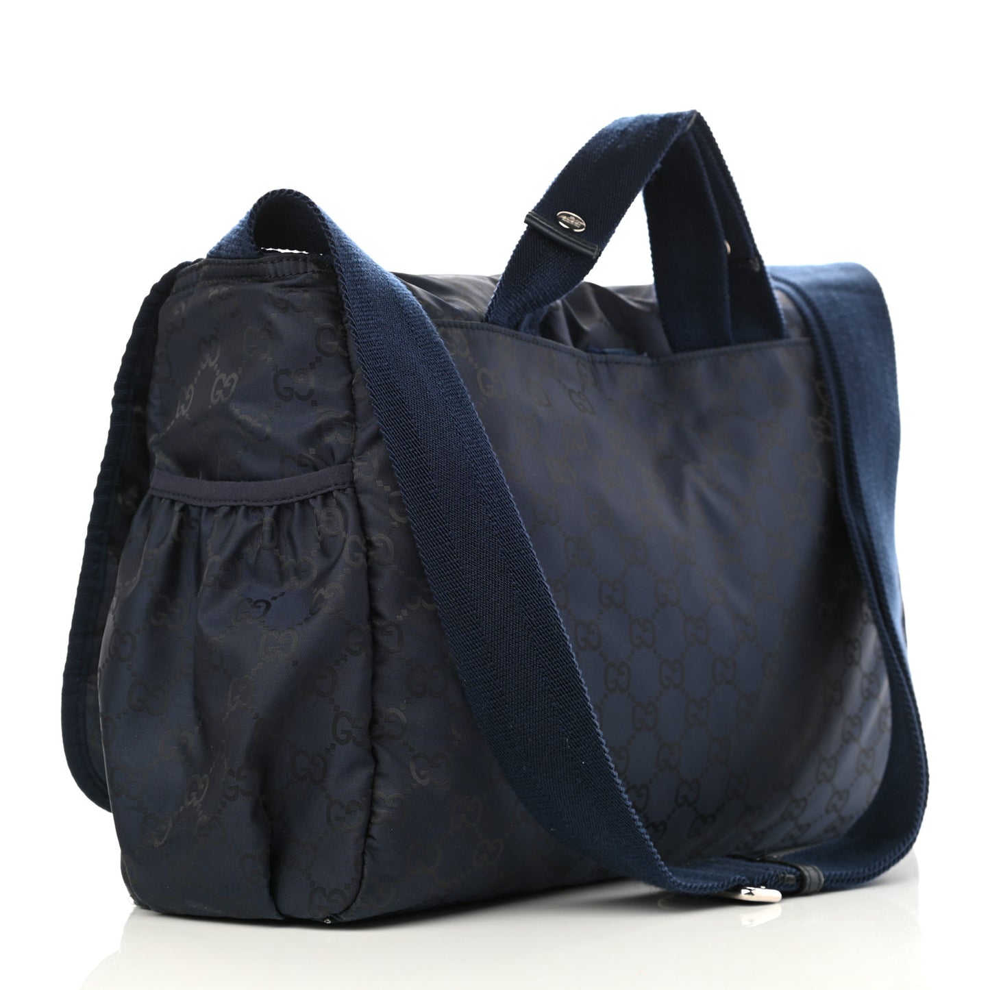Nylon Monogram Messenger Diaper Bag Navy
