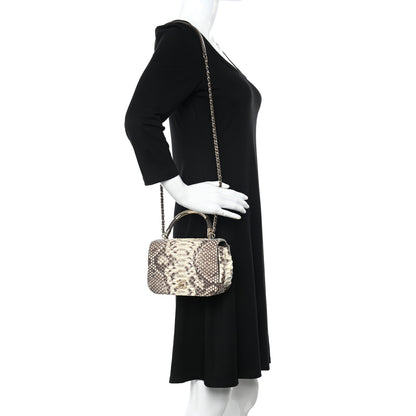 Chanel Snakeskin Metal Top Handle Carry Chic Flap 2 of 15