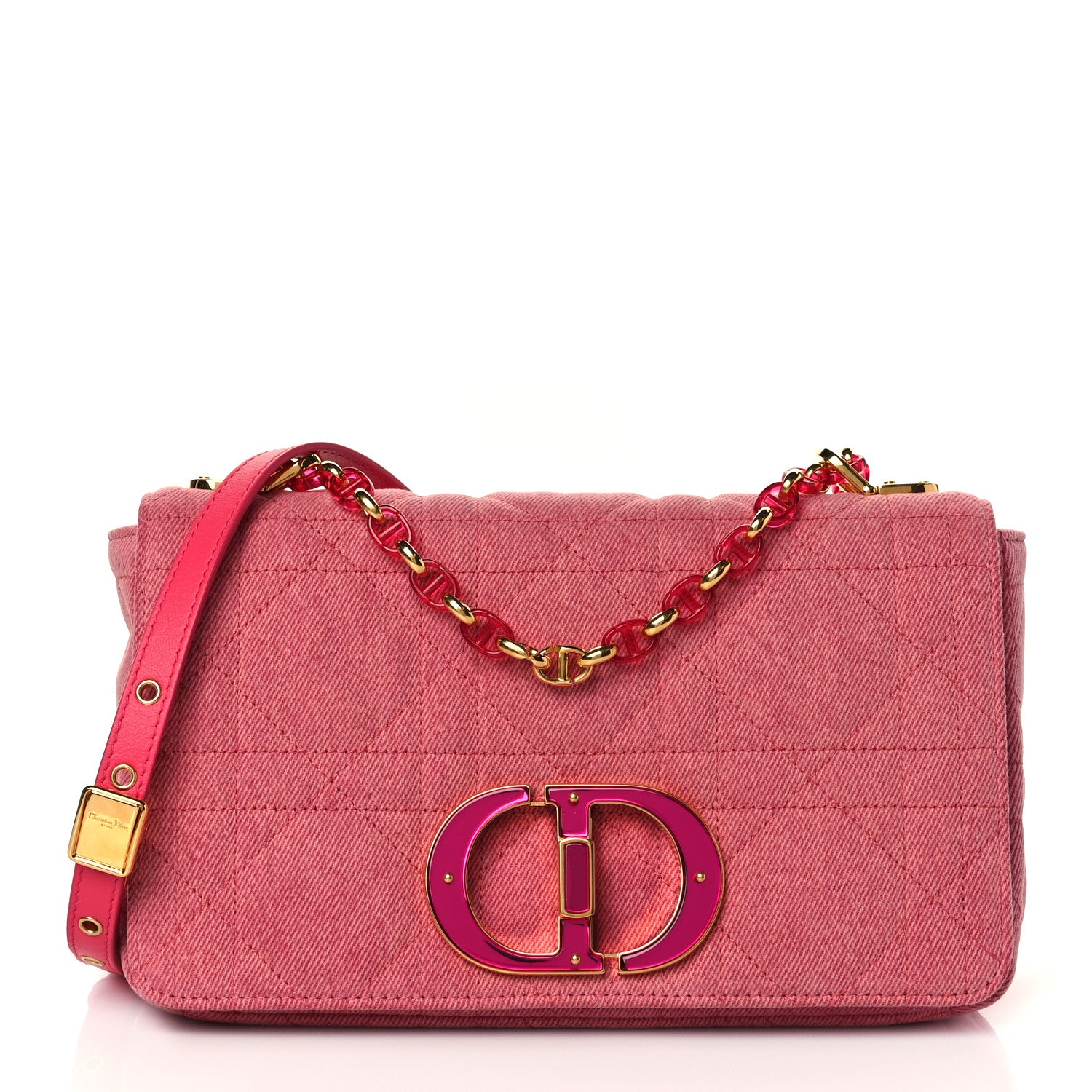 Christian Dior Denim Macrocannage Medium Caro Bag Fuchsia Multicolor 1 of 10