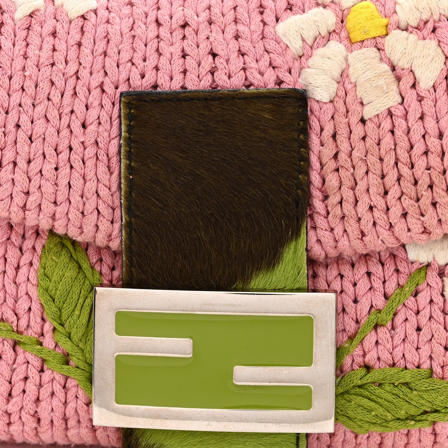 Woven Knit Floral Baguette Pink