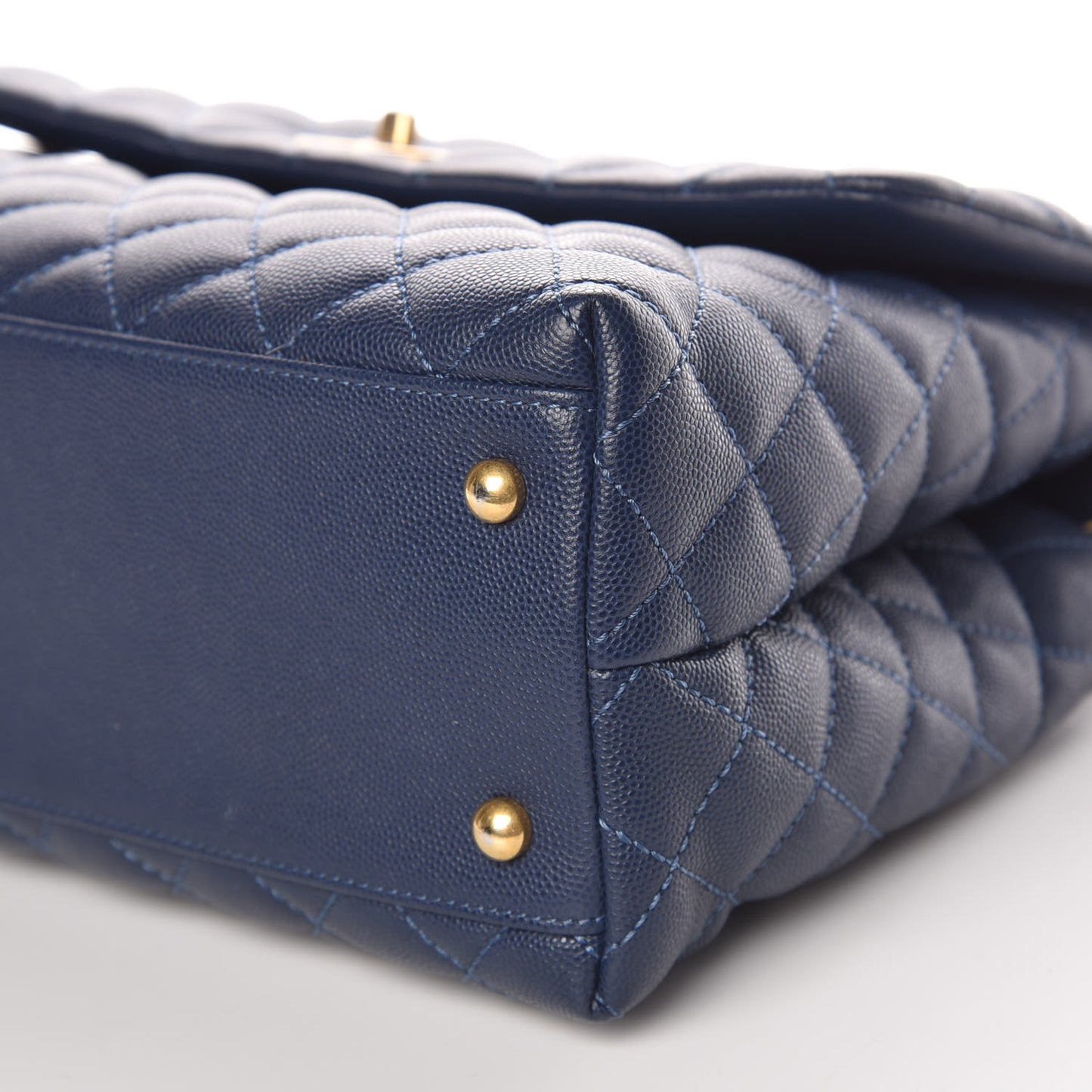 Caviar Lizard Quilted Medium Coco Handle Flap Navy