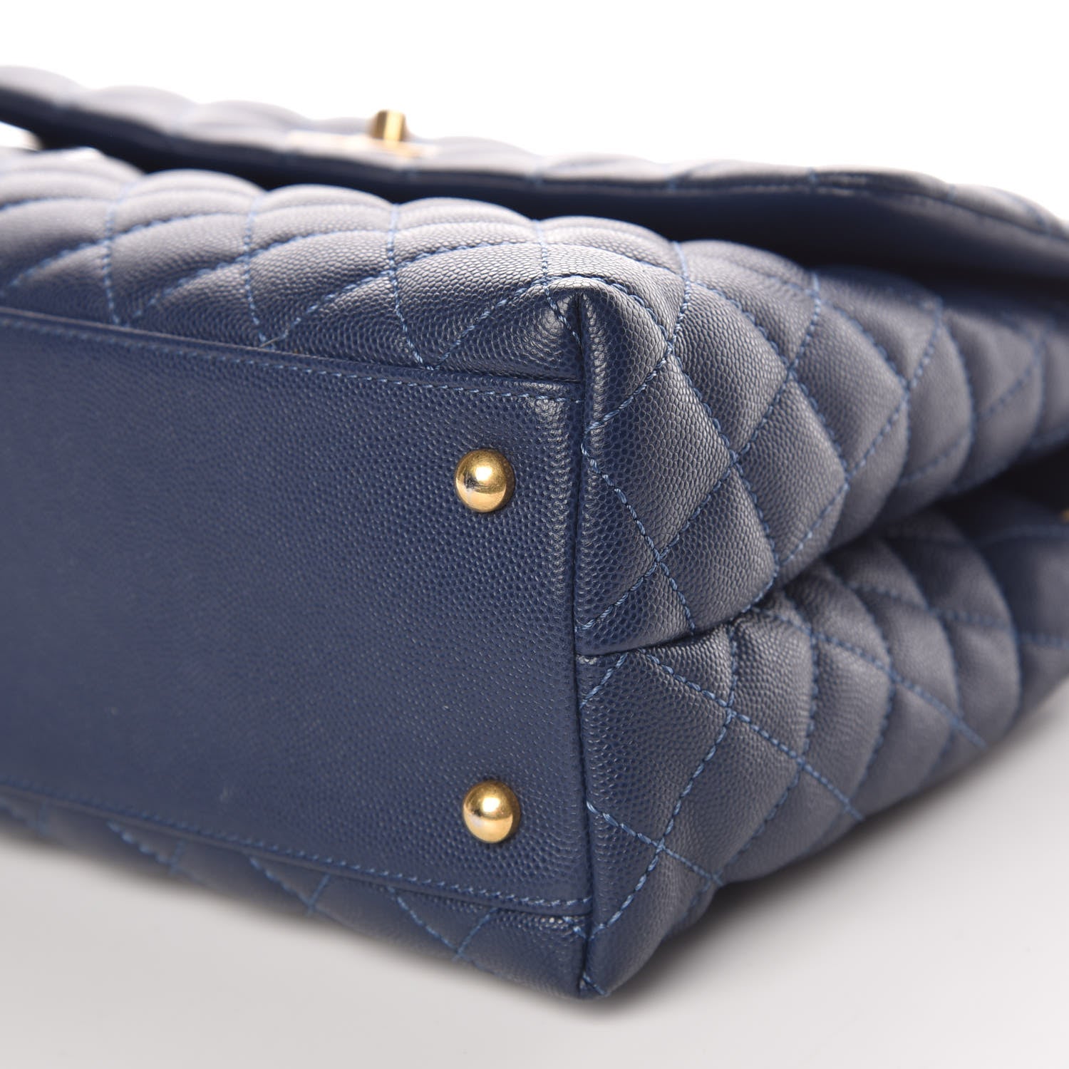 Chanel Caviar Lizard Quilted Medium Coco Handle Flap Navy 10 of 13