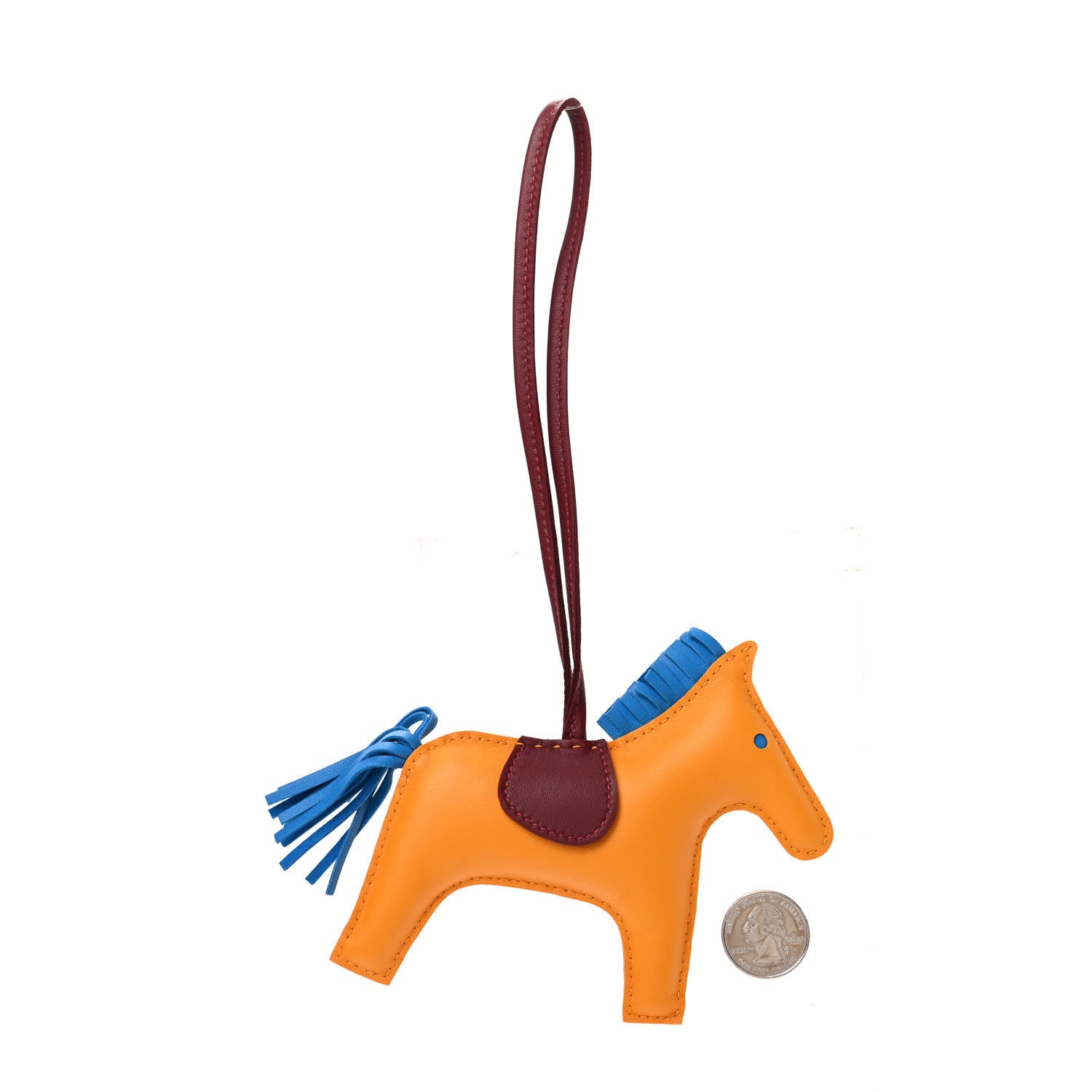 Hermes Milo Lambskin Grigri Rodeo Horse Bag Charm GM Jaune D'Or Bleu Zanzibar Rouge H 2 of 5