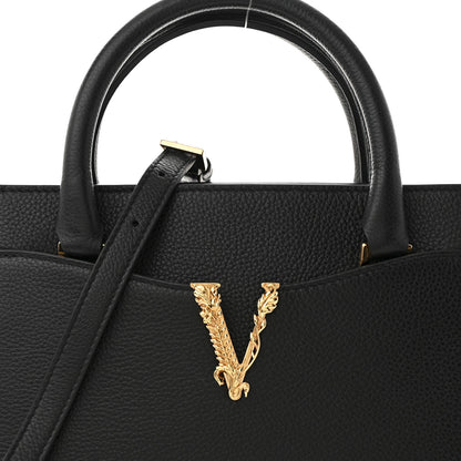 Versace Grainy Calfskin Virtus Top Handle Tote Black 7 of 9