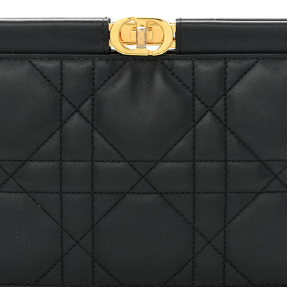 Christian Dior Lambskin Cannage Caro Colle Noire Clutch With Chain Black 8 of 10
