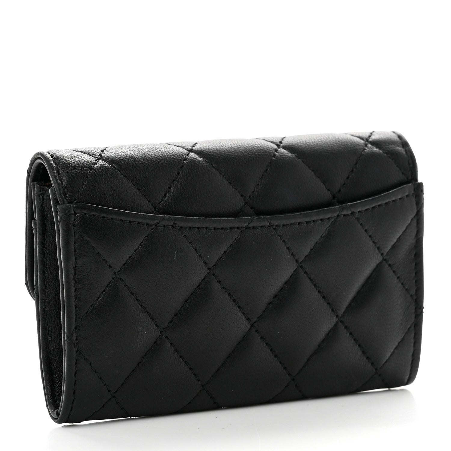 Chanel Lambskin Quilted Flap Card Holder Wallet Black 3 of 10