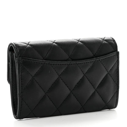 Chanel Lambskin Quilted Flap Card Holder Wallet Black 3 of 10