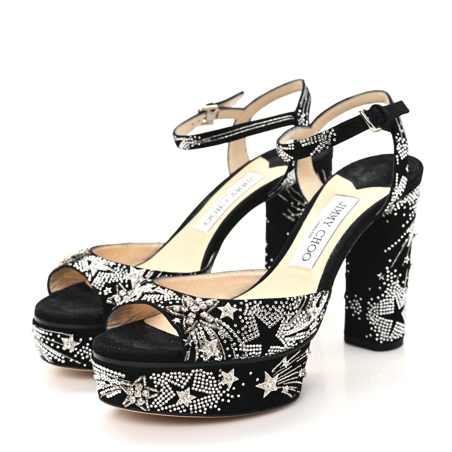 Suede Crystal Supernova Platform Pumps 37.5 Black