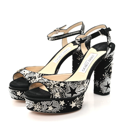 Jimmy Choo Suede Crystal Supernova Platform Pumps 37.5 Black 4 of 8