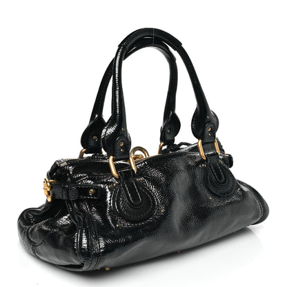 Chloe Crinkled Patent Medium Paddington Satchel Black 3 of 9