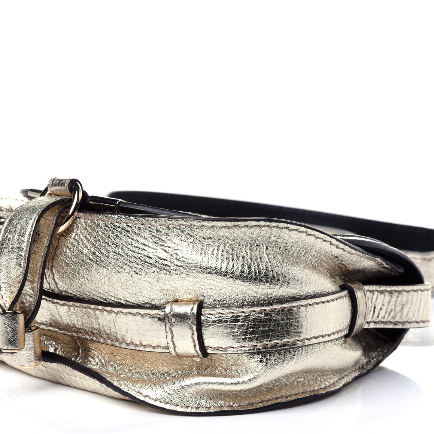 Metallic Calfskin Mini Marcie Round Crossbody Bag Gold