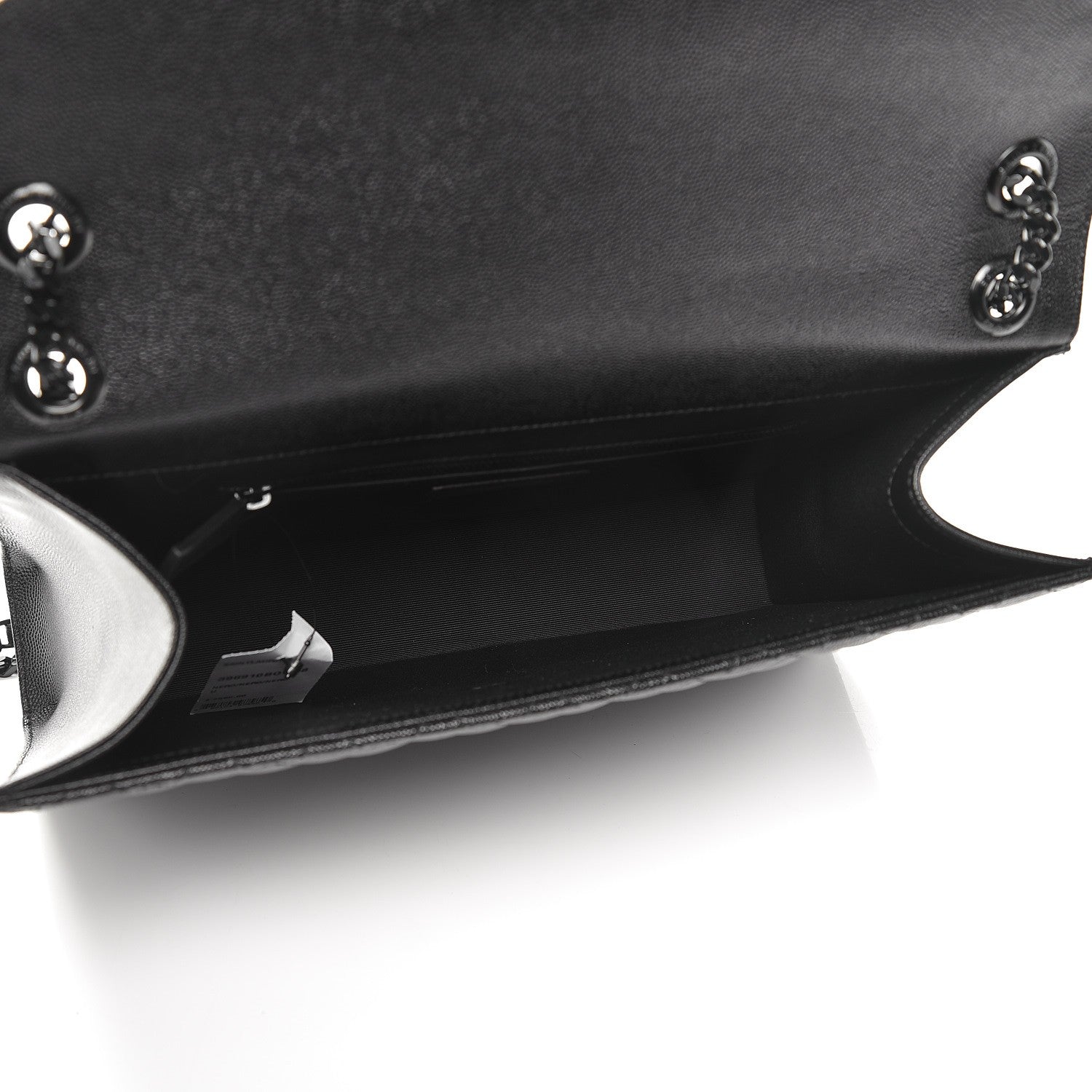 Saint Laurent Grain De Poudre Textured Mixed Matelasse Large Triquilt Monogram Monochrome Satchel Black 6 of 9