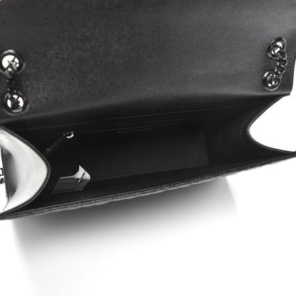 Saint Laurent Grain De Poudre Textured Mixed Matelasse Large Triquilt Monogram Monochrome Satchel Black 6 of 9