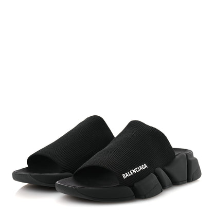 Balenciaga Technical 3D Recycled Knit Womens Speed 2.0 Slide Sandals 39 Black 4 of 11