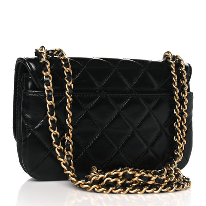 Chanel Shiny Lambskin Quilted Flap Phone Holder With Chain Black 3 of 11