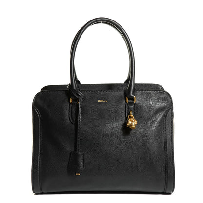 Alexander McQueen Pebbled Calfskin Large Skull Padlock Zip Around Tote Black 1 of 7