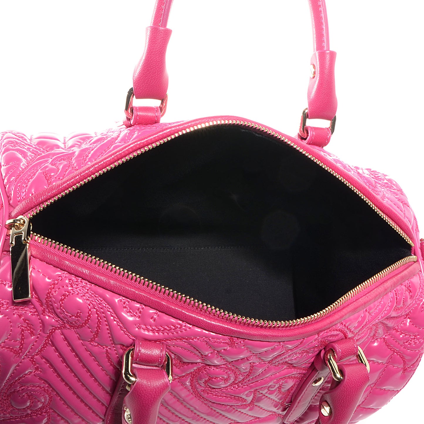 Barocco Quilted Leather Vanitas Bowling Bag Fuchsia