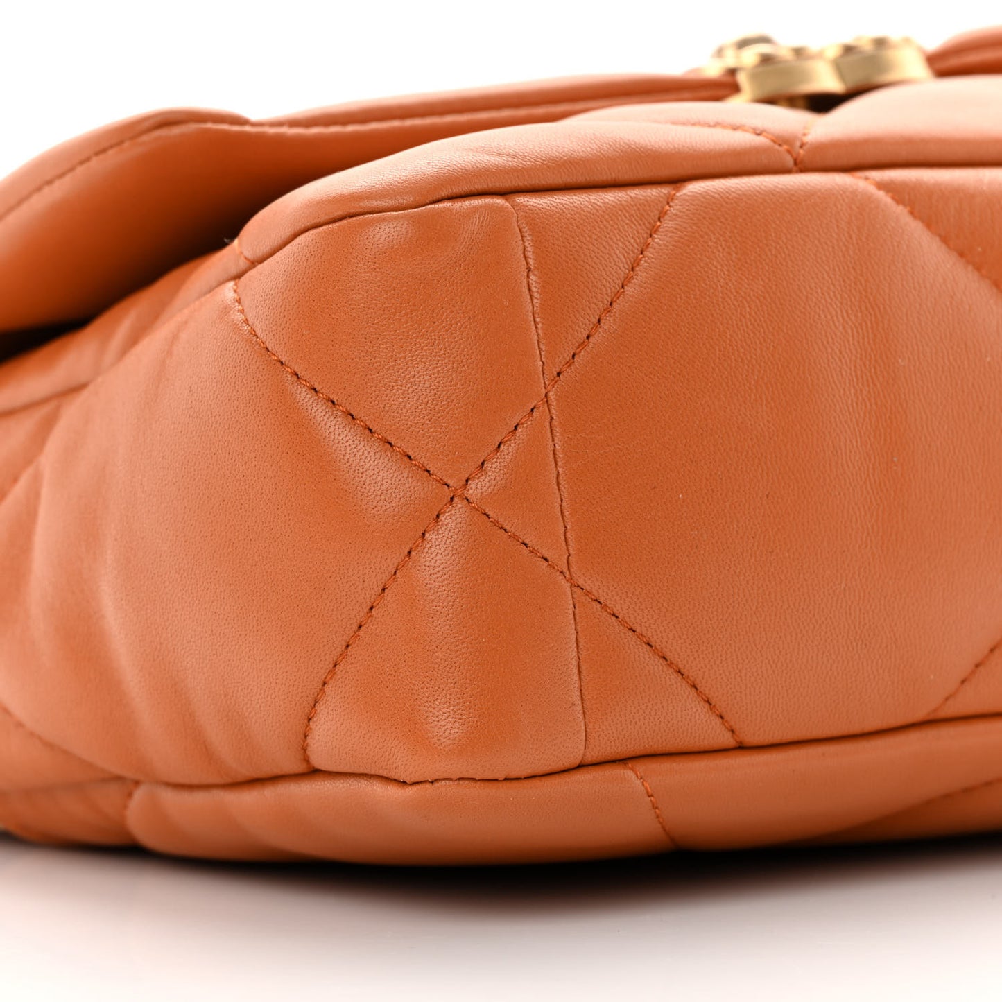 Lambskin Quilted Medium Chanel 19 Flap Light Brown