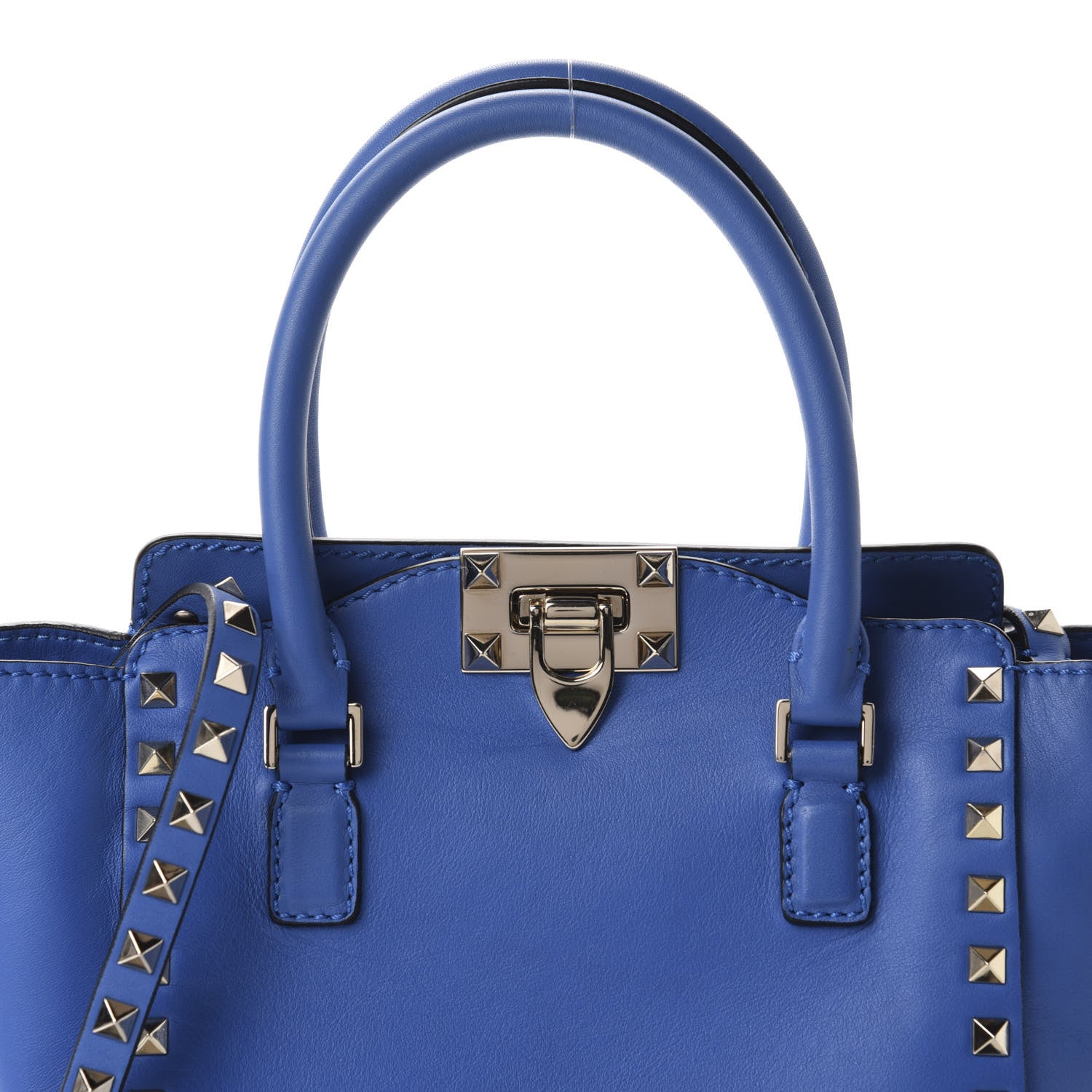 Valentino Garavani Vitello Mini Rockstud Double Handle Tote Light Sapphire 10 of 10