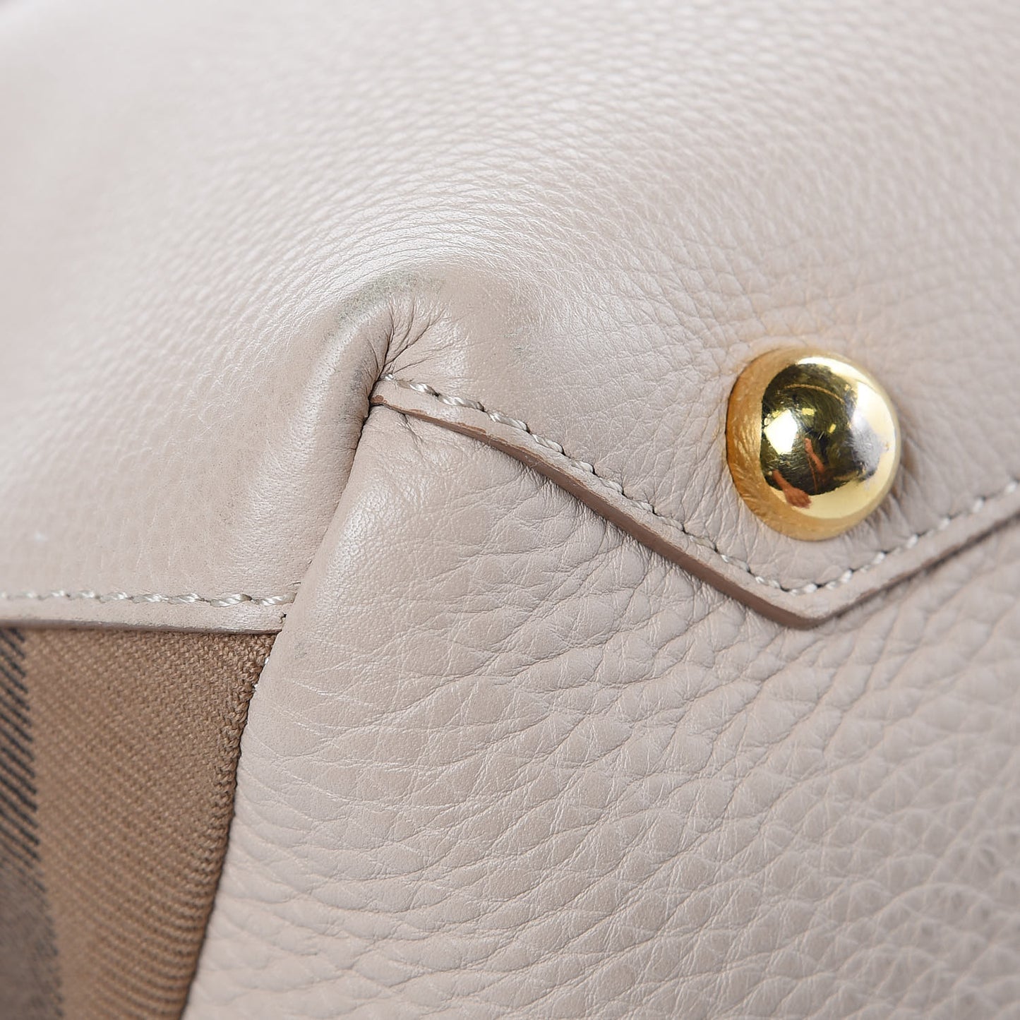 Derby Calfskin House Check Medium Banner Tote Beige