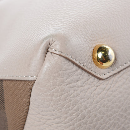 Burberry Derby Calfskin House Check Medium Banner Tote Beige 11 of 13