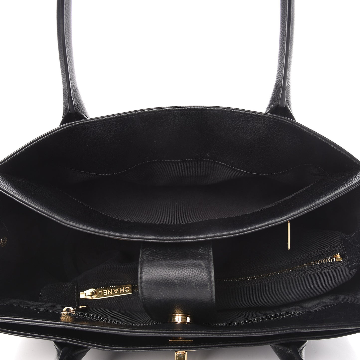 Calfskin Small Cerf Shopper Tote Black