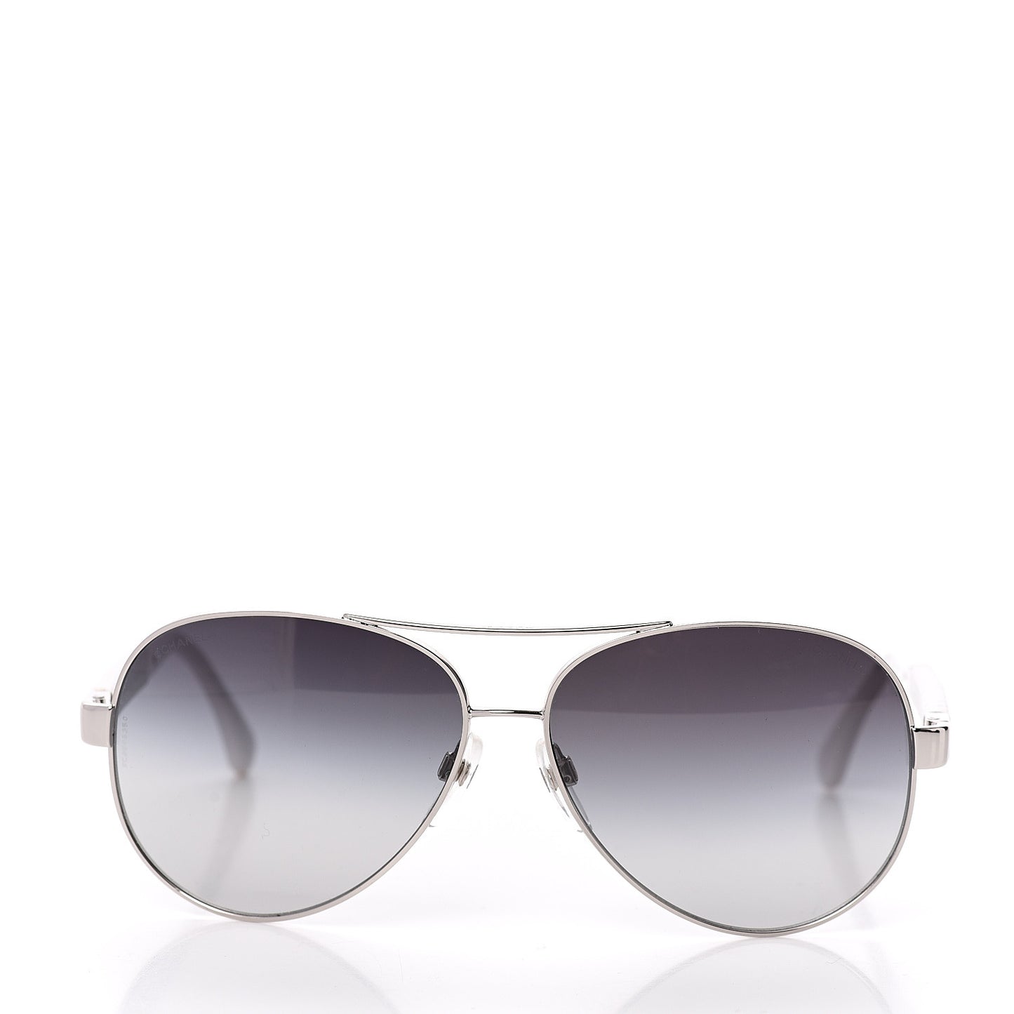 Lambskin Quilted CC Aviator Sunglasses 4195-Q White Silver