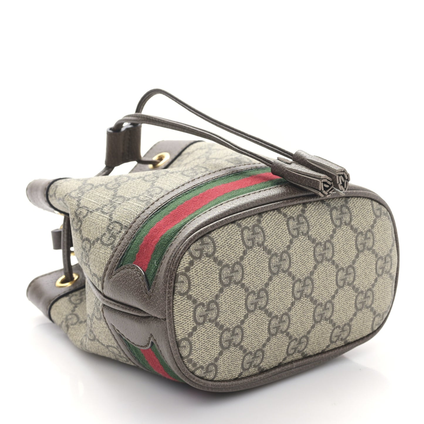 GG Supreme Monogram Web Mini Ophidia Bucket Bag Brown