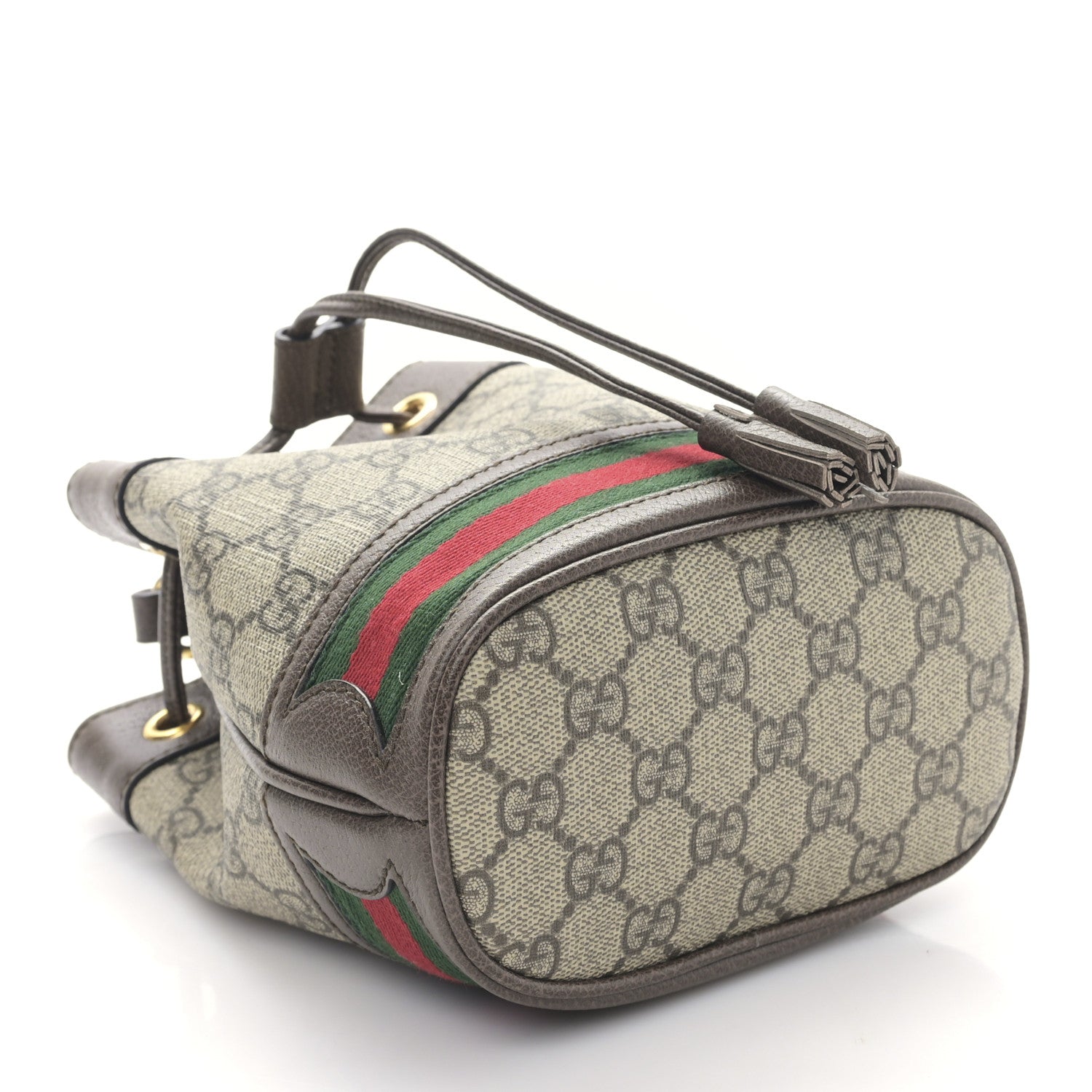 Gucci GG Supreme Monogram Web Mini Ophidia Bucket Bag Brown 4 of 9