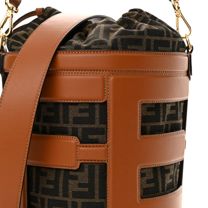 Fendi Nylon Vitello King Logo Step Out Bucket Bag Brandy 8 of 10