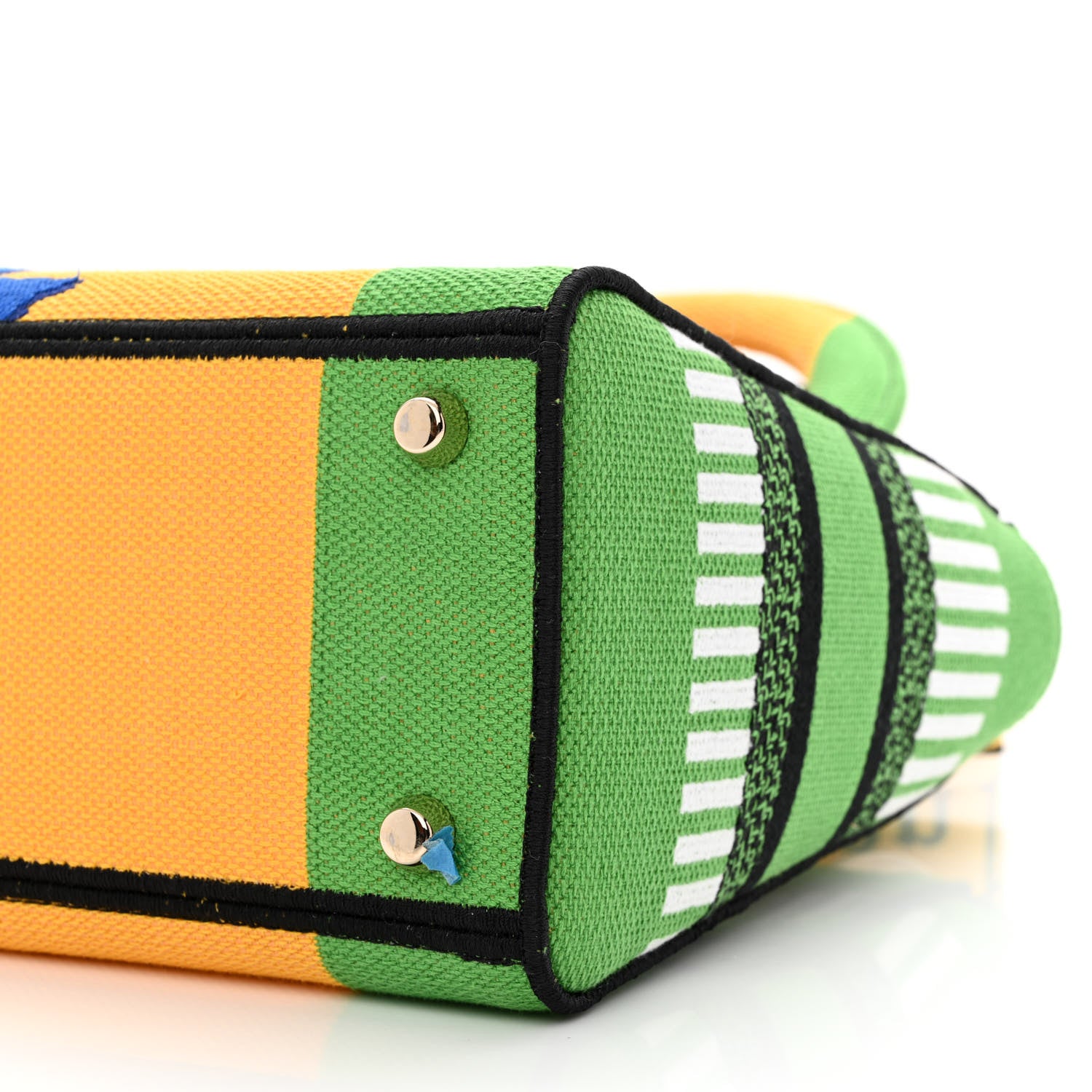 Christian Dior Canvas Embroidered Flower Pop Medium Lady D-Lite Bright Yellow Green 10 of 10