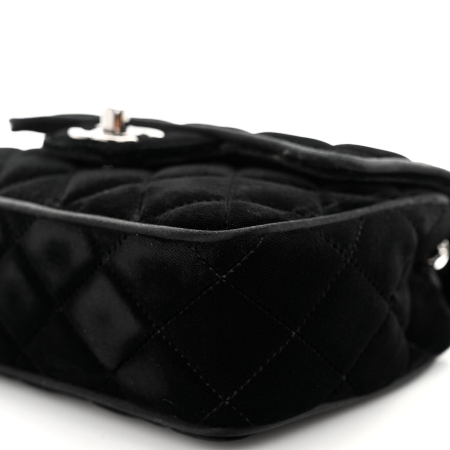 Velvet Quilted Mini Square Flap Black