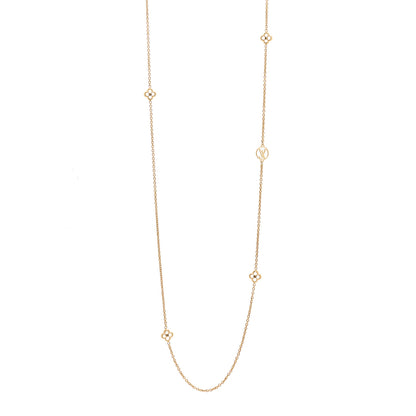 Louis Vuitton Metal Enamel Flower Full Long Necklace Gold 1 of 4