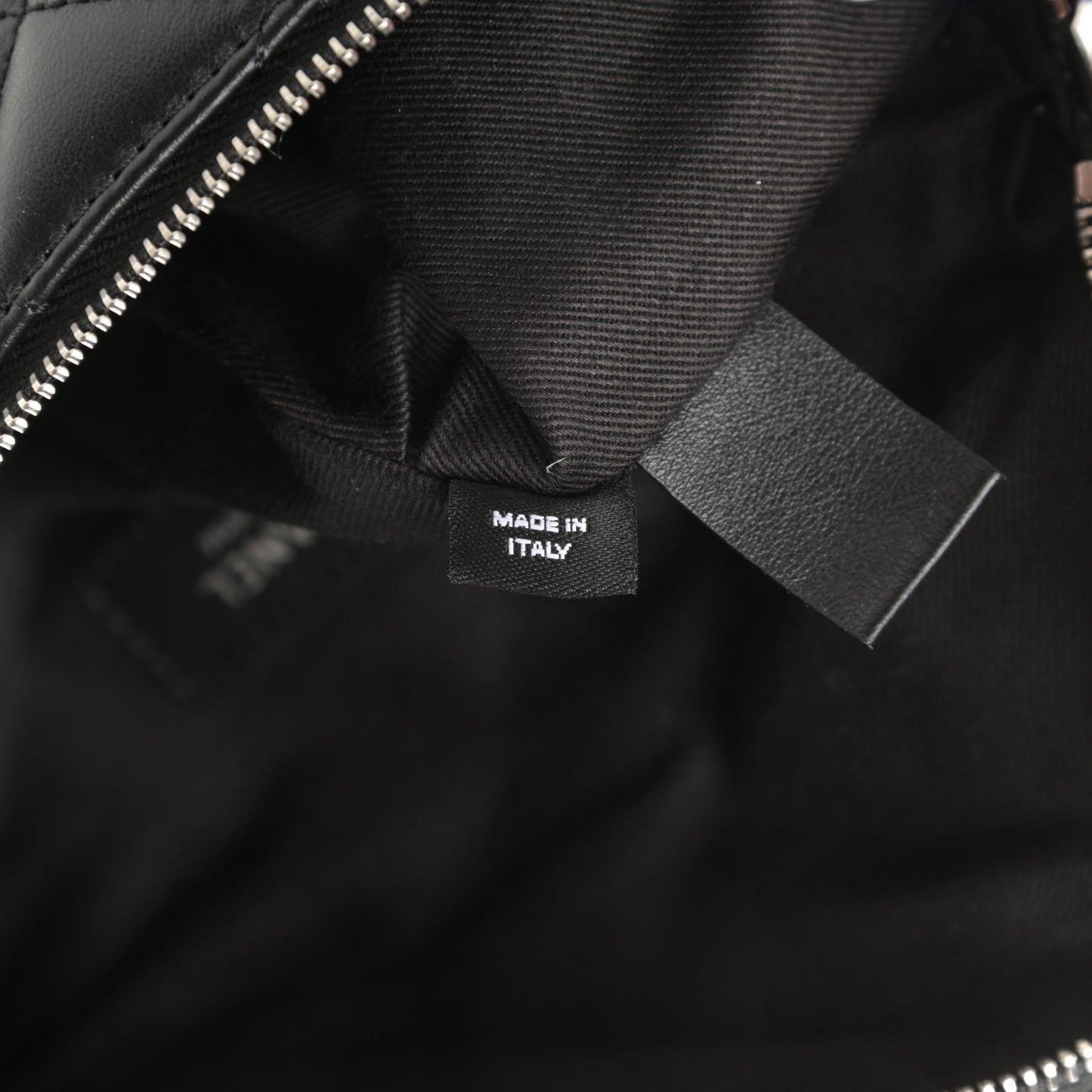 Lambskin Quilted Waist Belt Bag Black
