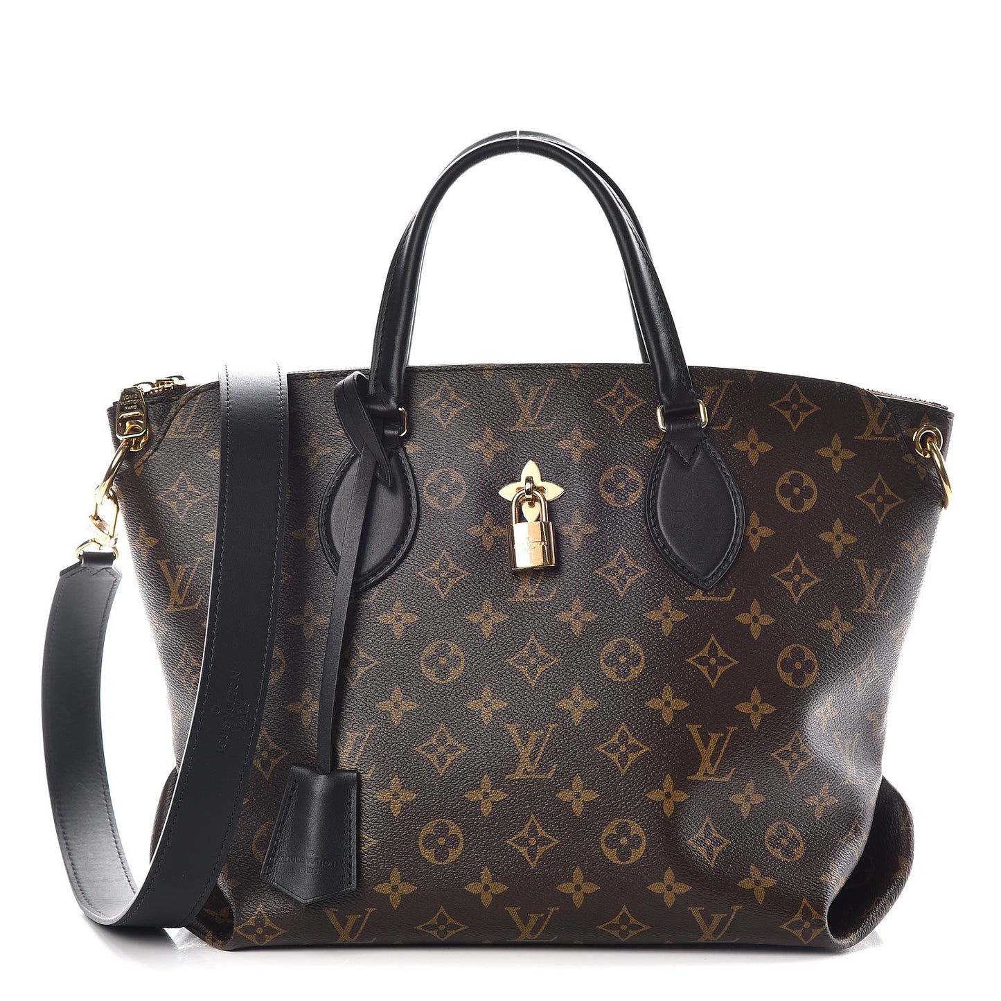 Monogram Flower Zipped Tote MM Black