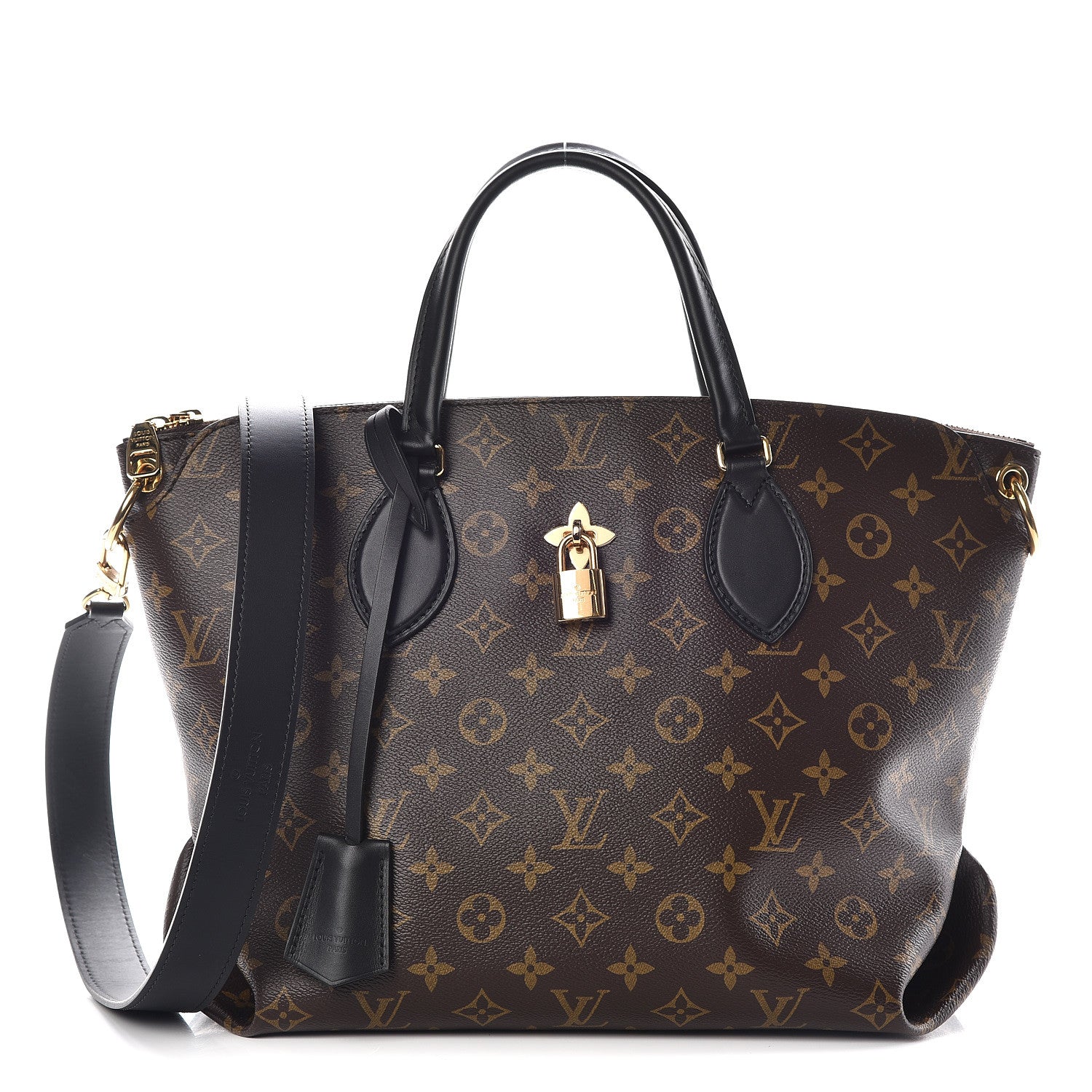 Louis Vuitton Monogram Flower Zipped Tote MM Black 1 of 9