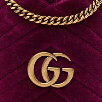 Gucci Velvet Matelasse Mini GG Marmont 2.0 Bucket Bag Fuchsia Violet Cyclamen 8 of 11
