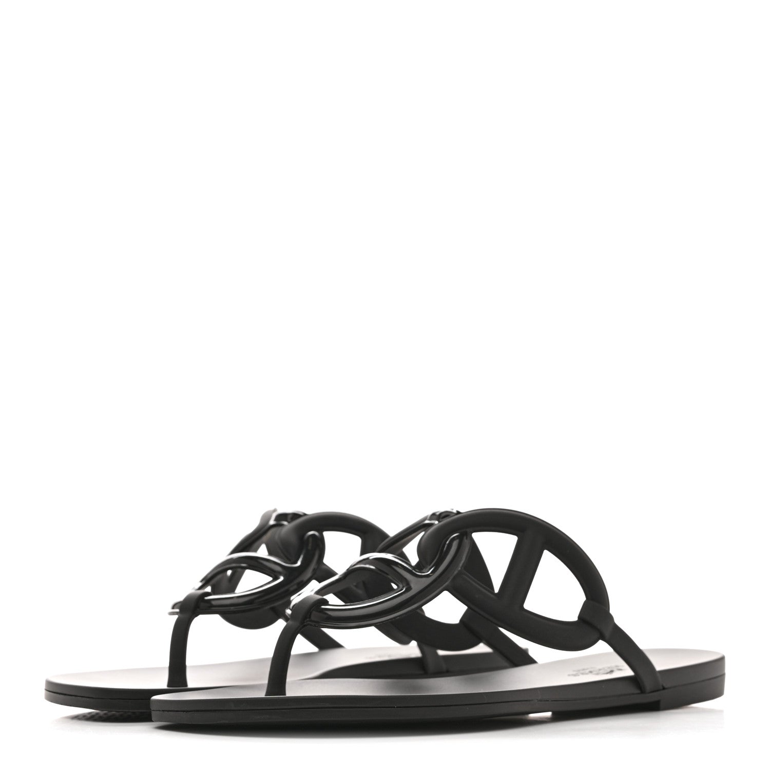 Hermes Rubber Womens Egerie Sandals 37 Black 4 of 11