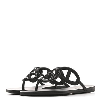 Hermes Rubber Womens Egerie Sandals 37 Black 4 of 11