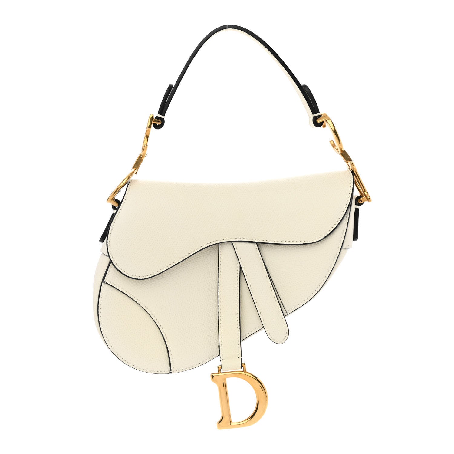 Christian Dior Grained Calfskin Mini Saddle Bag White 1 of 10