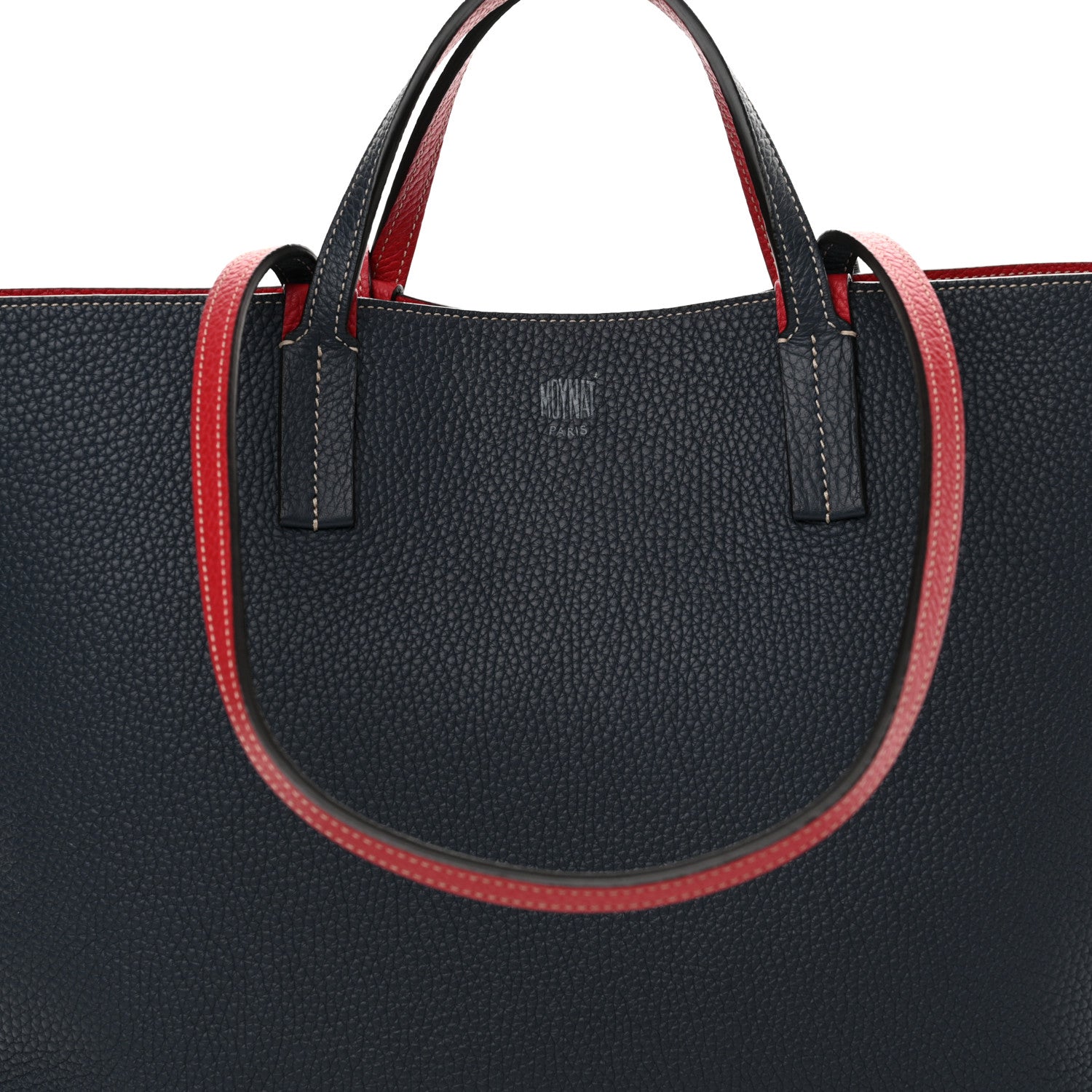 Moynat Taurillon Blush Calfskin Reversible Tote Ocean Red 10 of 18