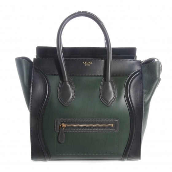 Smooth Calfskin Mini Bi-Color Luggage Forest Black