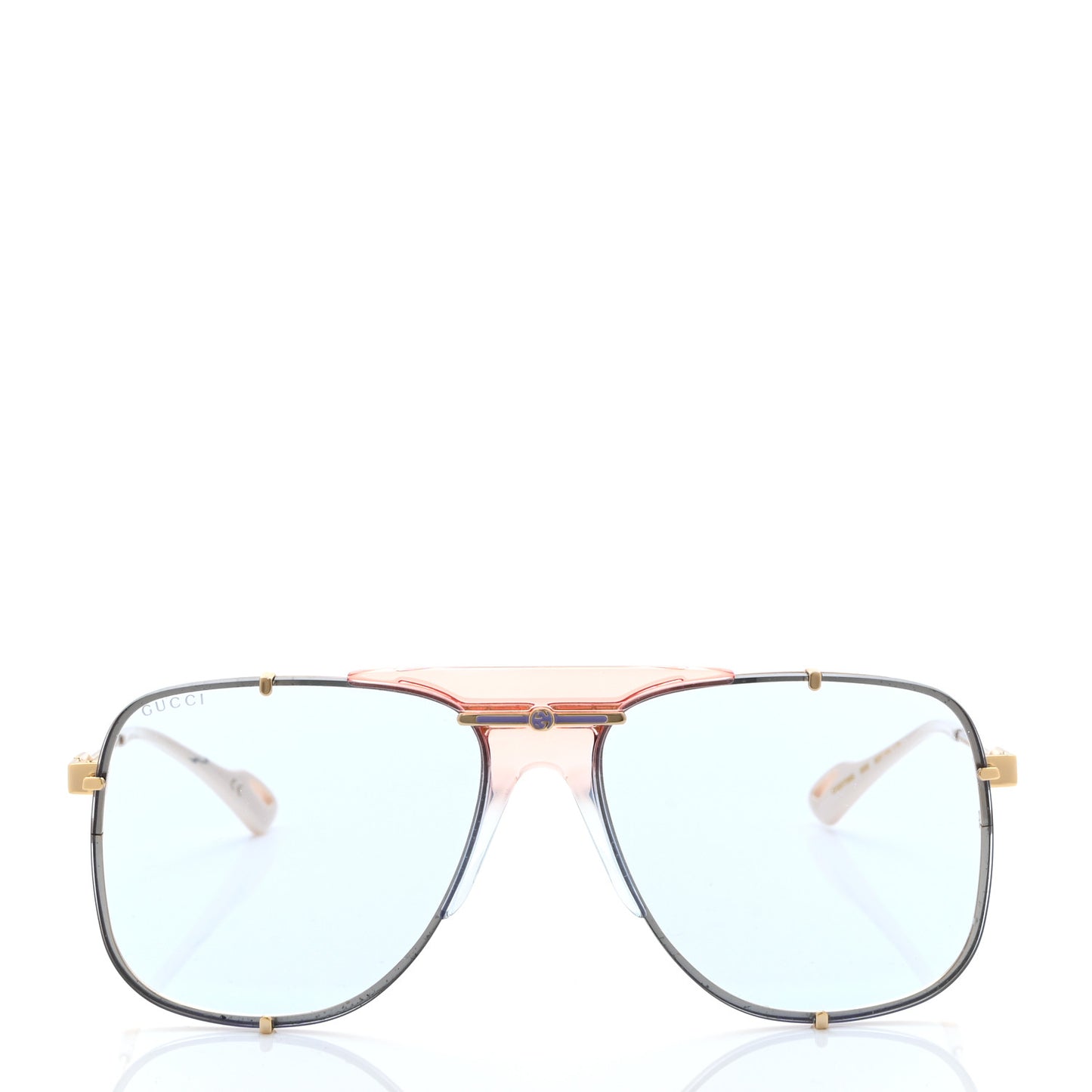 Metal Square Frame Sunglasses GG0739S Blue