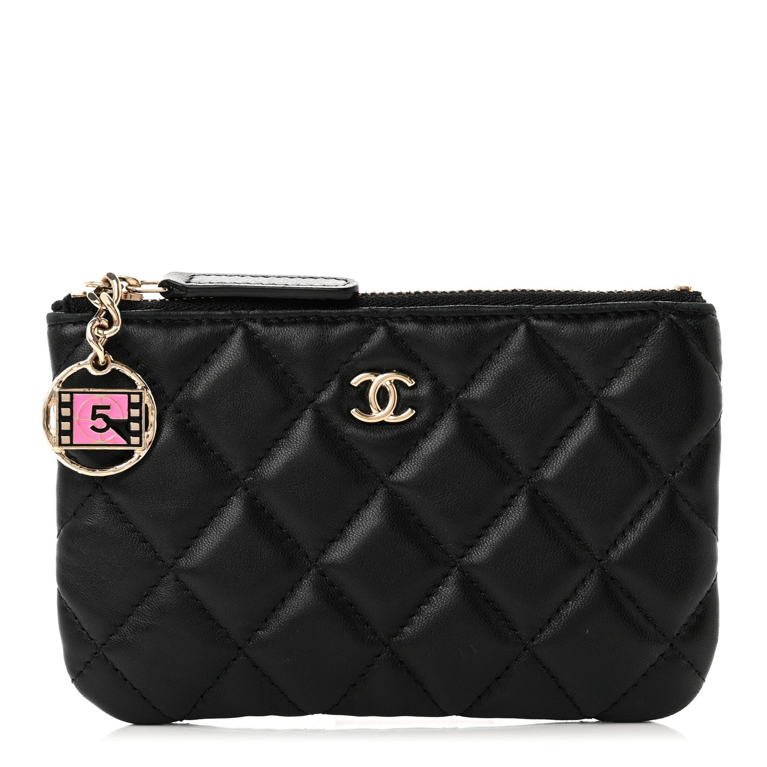 Chanel Lambskin Quilted Small No. 5 Cosmetic Case Black 1 of 8