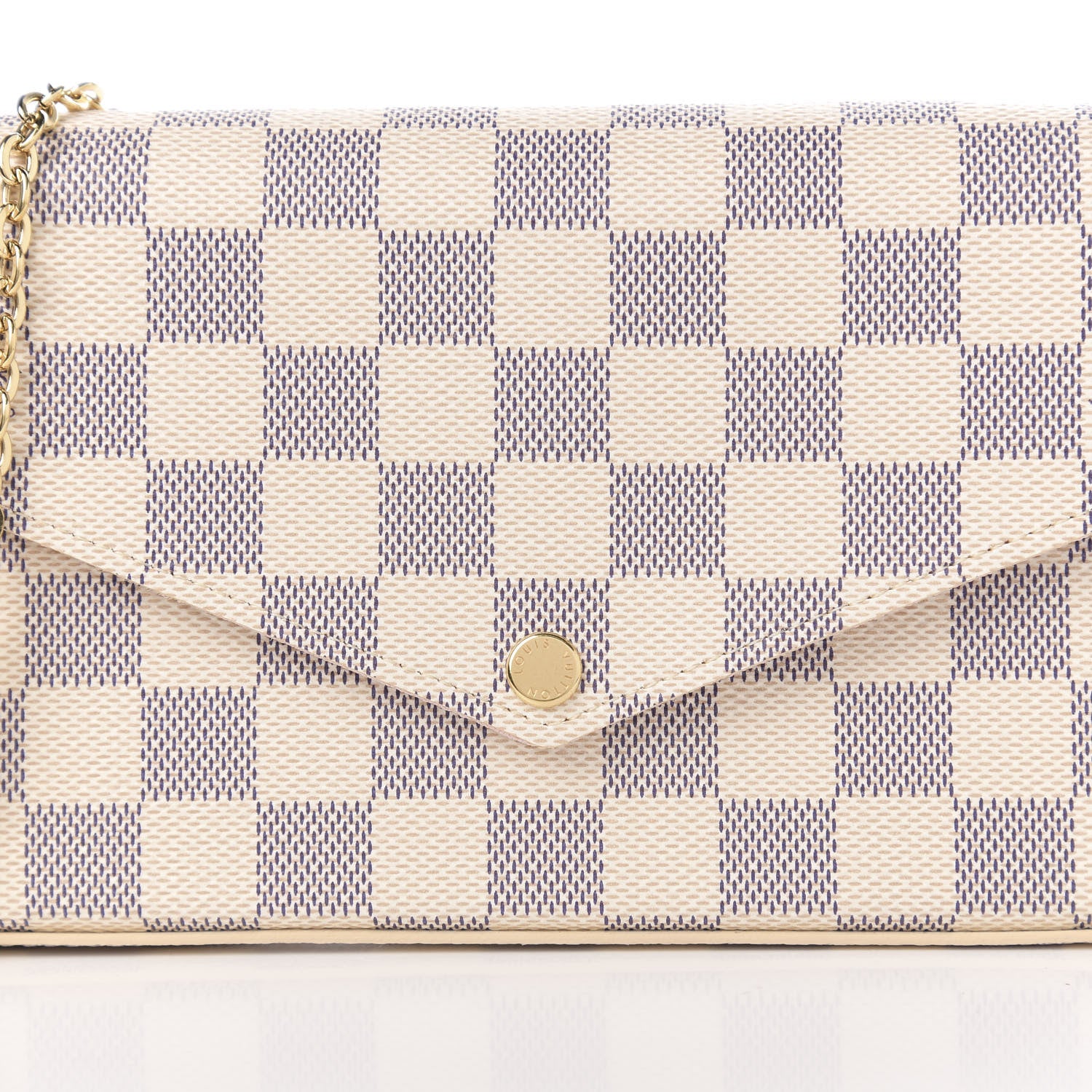 Louis Vuitton Damier Azur Pochette Felicie Chain Wallet Rose Ballerine 9 of 10