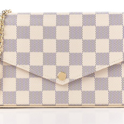 Louis Vuitton Damier Azur Pochette Felicie Chain Wallet Rose Ballerine 9 of 10