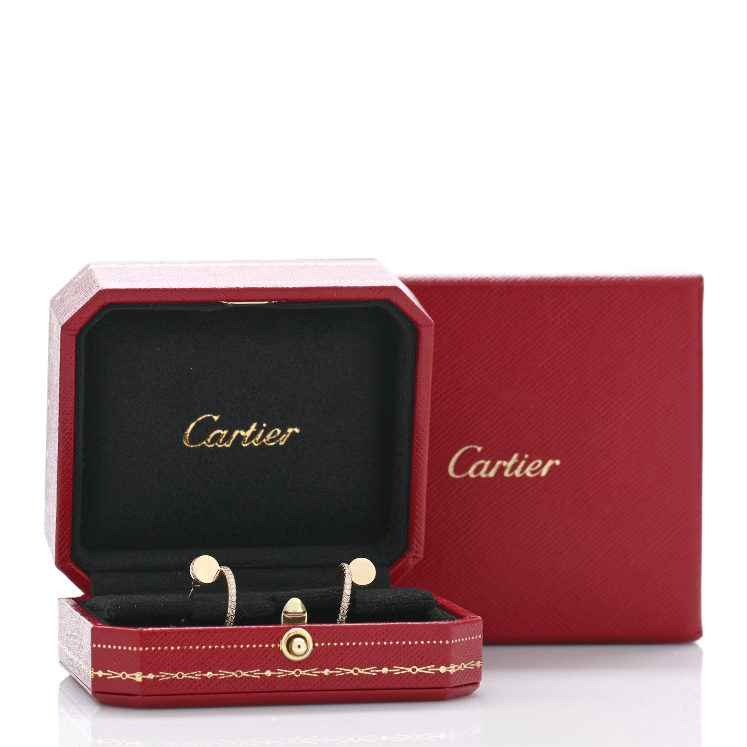 Cartier 18K Yellow Gold Diamond Juste Un Clou Pave Hoop Earrings 5 of 5