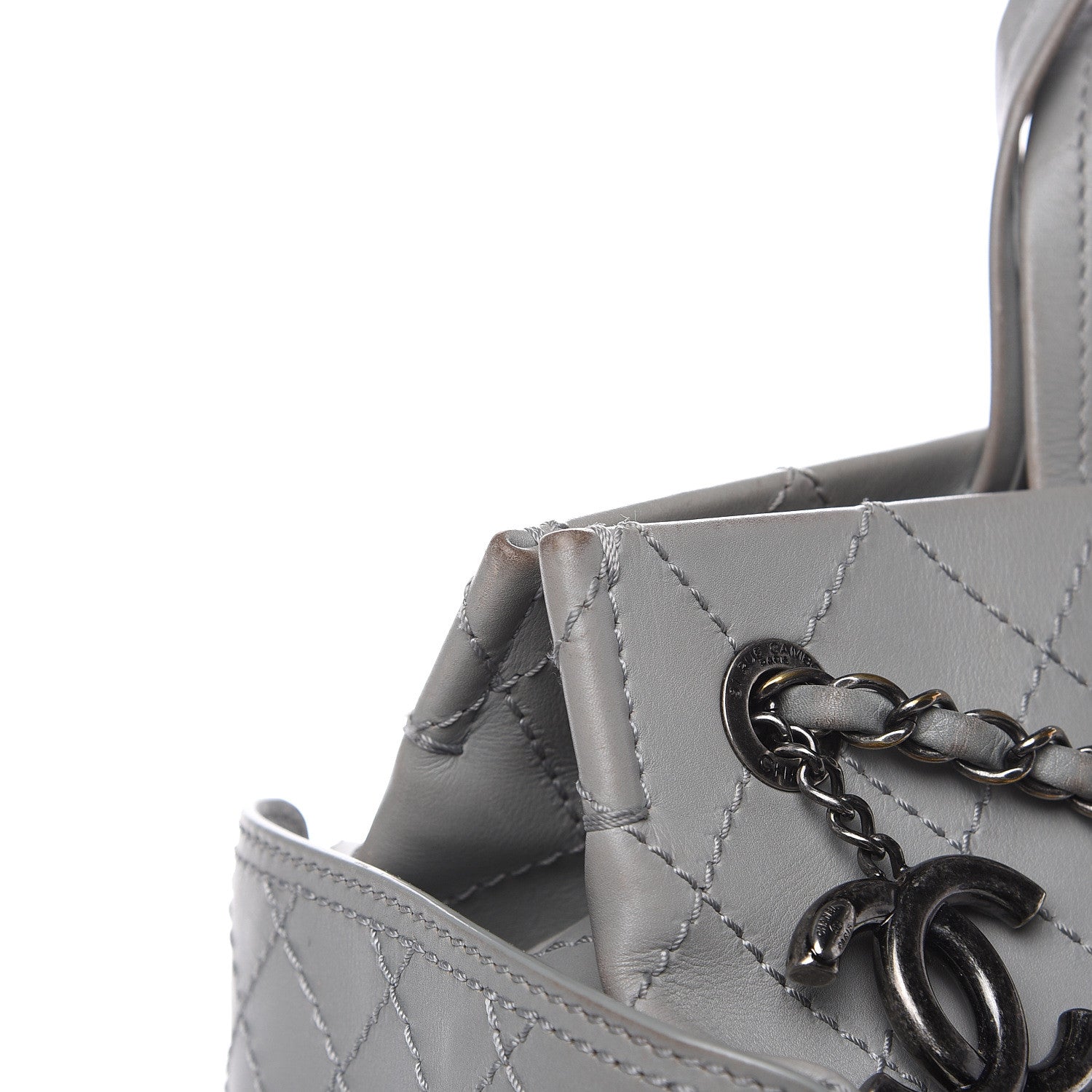 Chanel Grained Calfskin Small CC Pocket Tote Grey 17 of 17
