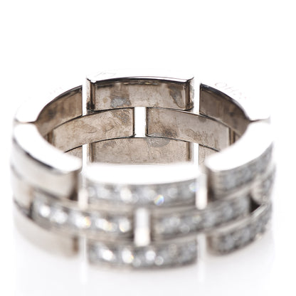 Cartier 18K White Gold Diamond Maillon Panthere 3 Half Rows Paved Ring 52 6 4 of 7