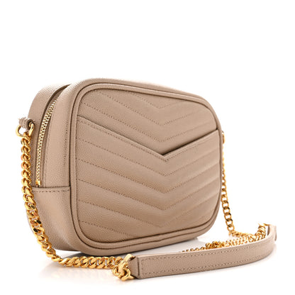 Saint Laurent Grain De Poudre Matelasse Monogram Mini Lou Camera Bag Dark Beige 3 of 11